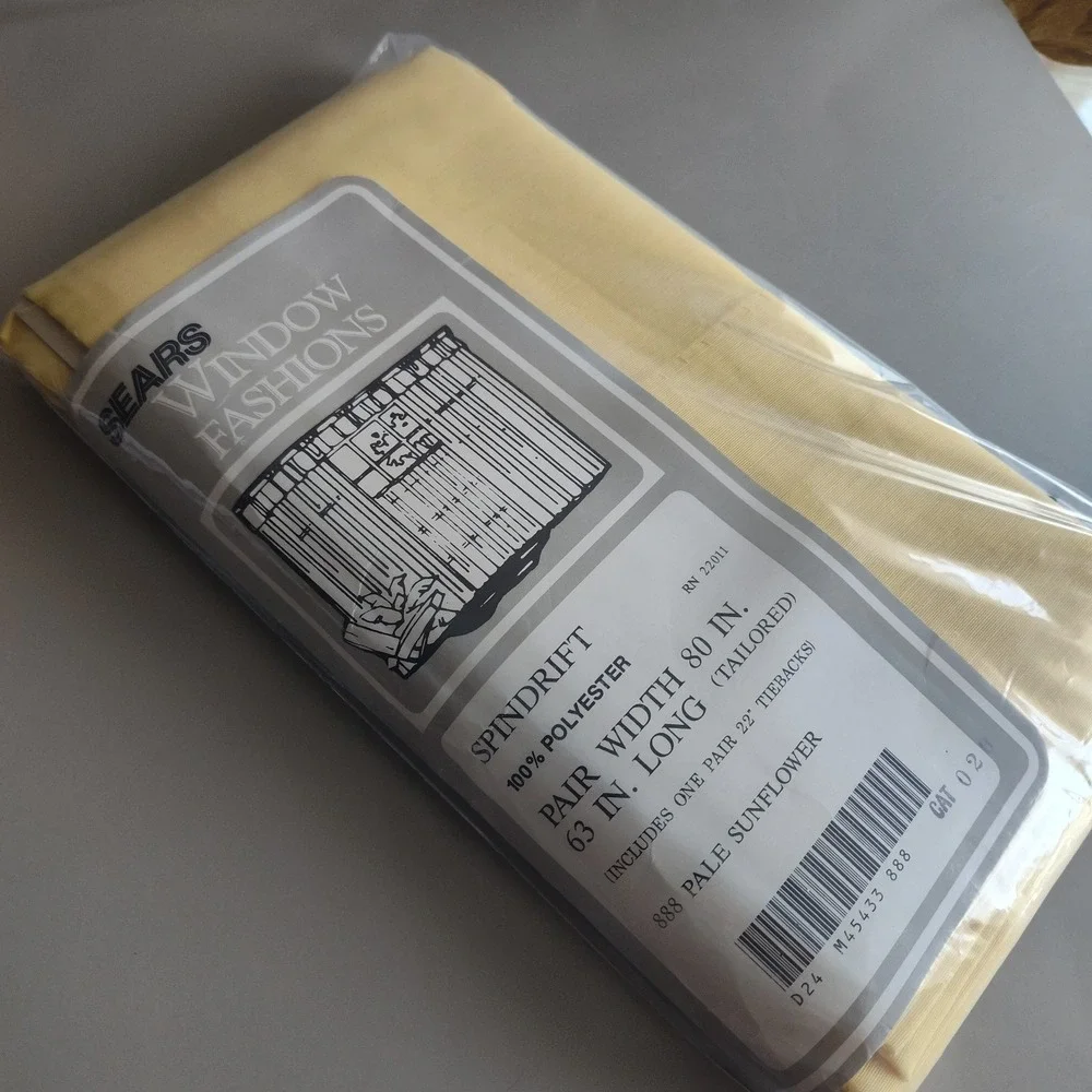 Sears Window Fashions Spindrift Pale Sunflower Vintage Pair Curtains Semi Sheer